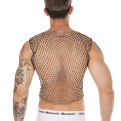 Glitter Midriff Rhinestone Fishnet Vest