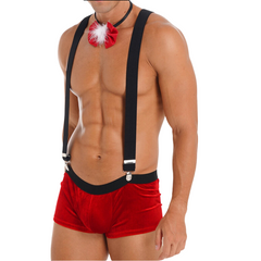 Santa's Naughty Xmas Velvet Suspenders Suit