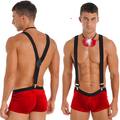 Santa's Naughty Xmas Velvet Suspenders Suit