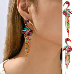 Flamingo Rhinestone Dangle Earrings