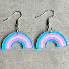 Transgender Rainbow Acrylic Dangle Earrings