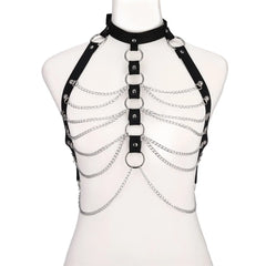 HoloGlam Punk Leather Harness Top