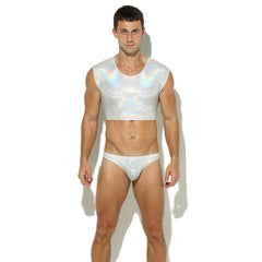 Shimmering Stage Star Sleeveless Crop Top & Briefs (2-Piece Set)