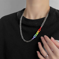 Rainbow Acrylic Link Necklace