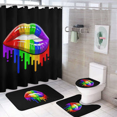 Gay Pride Melting Lips 4-Piece Shower Curtain Bathroom Set