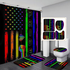 Gay USA Pride 4-Piece Shower Curtain Bathroom Set