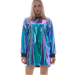 Scandi Pop Metallic Wetlook Mini Dress