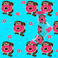 Happy Doughnut Sloth Socks