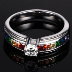 Cubic Zirconia Rainbow Ring