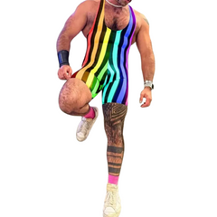 Sculpt & Striped Compression Wrestling Singlet