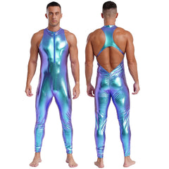 Power Pose Metallic Disco Men's Bodysuit
