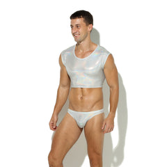 Shimmering Stage Star Sleeveless Crop Top & Briefs (2-Piece Set)