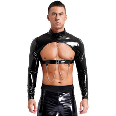 Metallic Mischief Patent Leather Crop Top