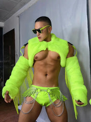 Fluorescent Faux Fur Sexy Clubwear