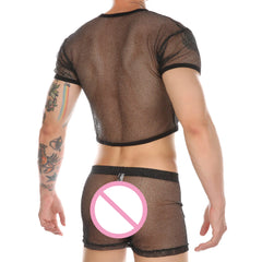 Stardust Shimmer Mesh Crop Top + Boxers Clubwear Set