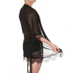 Leisure Lace Mesh Robe for Men