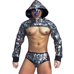 Sequin Shimmer Men's Hooded Clubwear Outfit