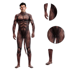 Sexy Furry Foxy Bodysuit With Tail And Crotch Zipper