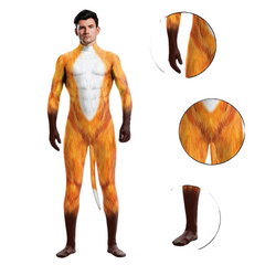 Sexy Furry Foxy Bodysuit With Tail And Crotch Zipper
