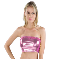 Sexy Glam Metallic Strapless Crop Top
