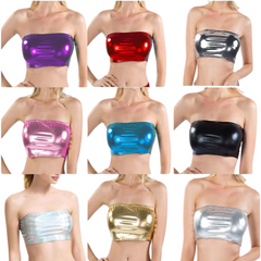 Sexy Glam Metallic Strapless Crop Top