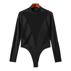Sexy Turtleneck Mesh Bodysuit