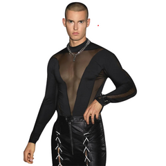 Sexy Turtleneck Mesh Bodysuit