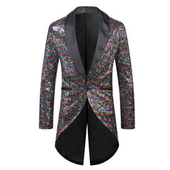 Shiny Rainbow Sequin Tuxedo Jacket