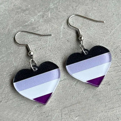 Asexual Heart Acrylic Dangle Earrings