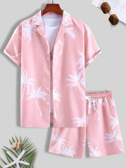 Hawaiian Floral Short Sleeve Shirt + Shorts (2 Piece Outfit)