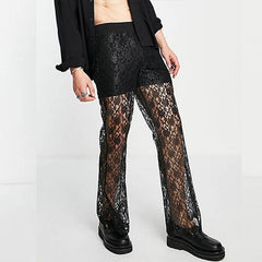 Black Flared Lace Trousers
