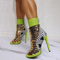 Pop Gladiator Metallic Heels