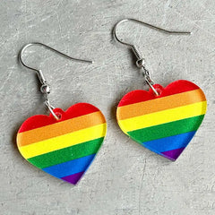 LGBT Heart Acrylic Dangle Earrings