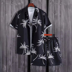 Hawaiian Floral Short Sleeve Shirt + Shorts (2 Piece Outfit)