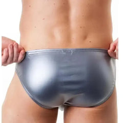 Shimmer PU Leather Low Waist Briefs