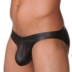 Shimmer PU Leather Low Waist Briefs