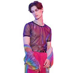 Short Sleeve Transparent Mesh Tee