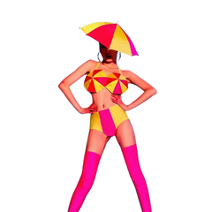 Neon Umbrella Headdress Gogo Costume