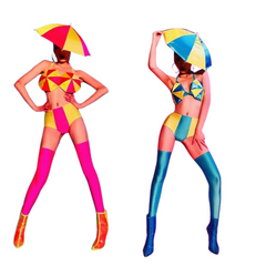 Neon Umbrella Headdress Gogo Costume