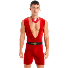 Sleeveless Soft Velvet Christmas Jumpsuit