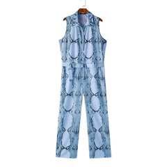 Snake Style Zipper Lapel Overalls