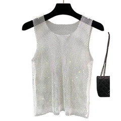 Studio 54 Mesh Shimmer Tank Top