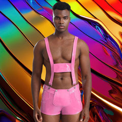 Suspender Glam One-Piece Men's Bodysuit