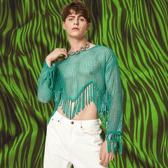 Tasseled Emerald Fantasy Crop Top