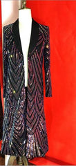 Purple Sequined Long Coat