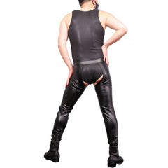 Tight Crotchless PU Leather Pants