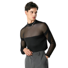 Turtleneck Long Sleeve Mesh Bodysuit