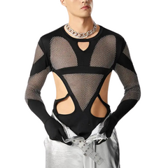 Twink Shimmer Mesh Clubwear Bodysuit
