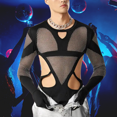 Twink Shimmer Mesh Clubwear Bodysuit