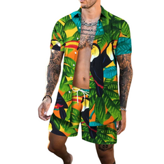 Vibrant Island Party Beach Outfit (Shirt + Shorts)